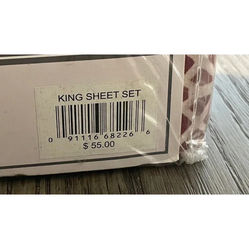 Essential Collection King Sheet Set Burgundy White Geometric Microfiber 4pc